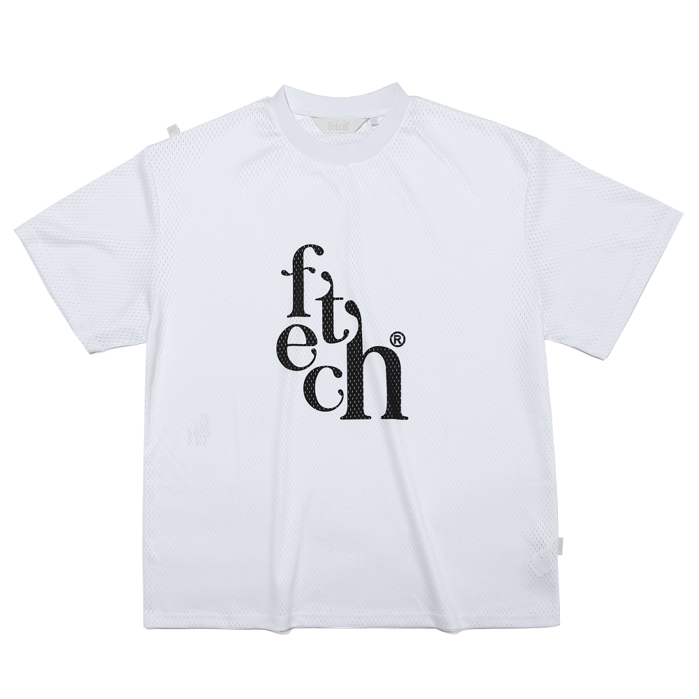 페치 펫치 페치선데이 fetch sunday FETCH MESH LOGO T-SHIRT WHITE