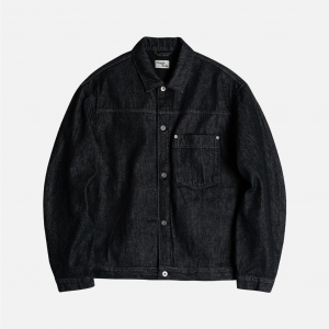 러프사이드 rough side Drape Denim Jacket Black