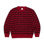 페치 펫치 페치선데이 fetch sunday CHECKER CREW NECK KNIT RED