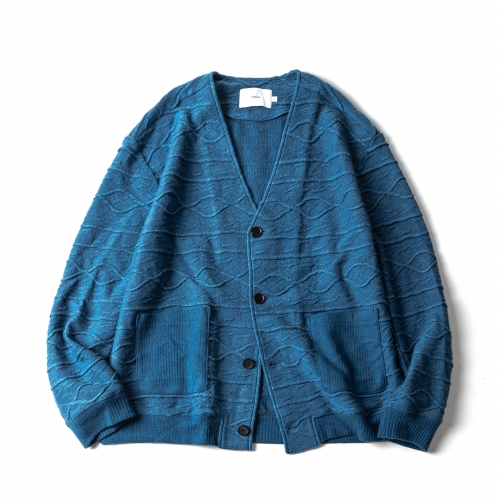 아워셀브스 ourselves FINE WOOL PATTERNED CARDIGAN (vintage blue)