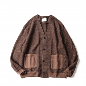 아워셀브스 ourselves FINE WOOL PATTERNED CARDIGAN (mocha brown)