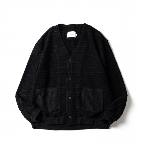 아워셀브스 ourselves FINE WOOL PATTERNED CARDIGAN (real black)