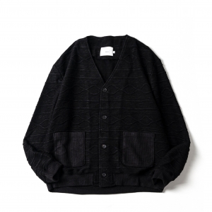 아워셀브스 ourselves FINE WOOL PATTERNED CARDIGAN (real black)