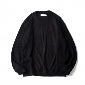 아워셀브스 ourselves FINE WOOL ROUND NECK KINT (real black)