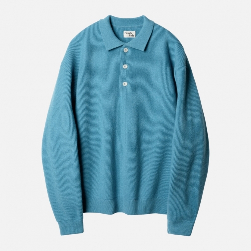 러프사이드 rough side Collar Knit Aqua