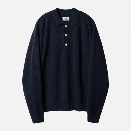 러프사이드 rough side Collar Knit Navy