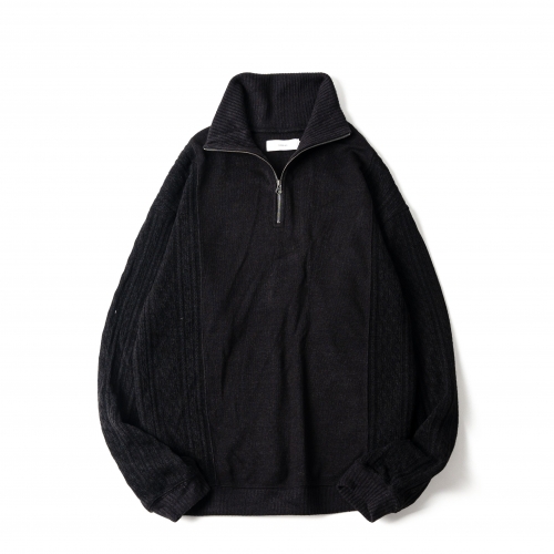 아워셀브스 ourselves FINE WOOL ZIP-UP KNIT (black)