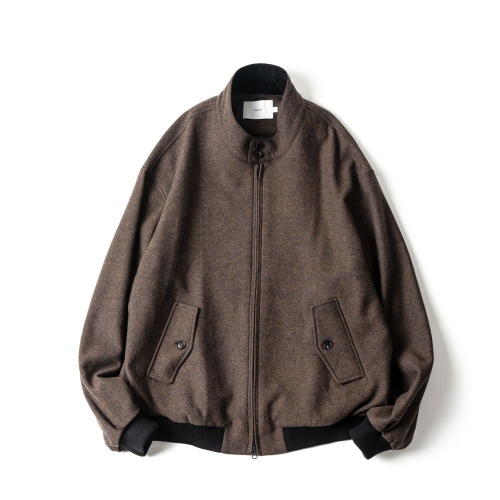 아워셀브스 ourselves FINE WOOL HARRINGTON JACKET (brown melange)