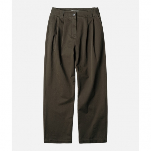 Women 러프사이드 rough side Pin Tuck Pants Dark Umber