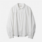 Women 러프사이드 rough side Volume Shirring Shirt Cloud White