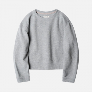 Women 러프사이드 rough side W Crewneck Cropped Shirt Gray