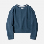 Women 러프사이드 rough side W Crewneck Cropped Shirt Blue