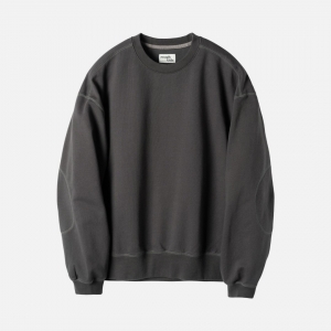 러프사이드 rough side Oversized Sweat Shirt Charcoal