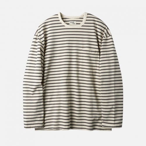 러프사이드 rough side Multi Stripe Long Sleeve Navy