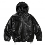 페치 페치선데이 fetch sunday LEATHER HOODED JACKET BLACK