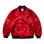 페치 페치선데이 fetch sunday BLACK CAT SATIN VARSITY JACKET RED