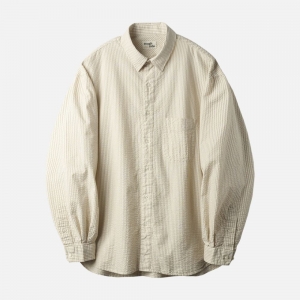 러프사이드 rough side Shirring Shirt Beige Pin ST