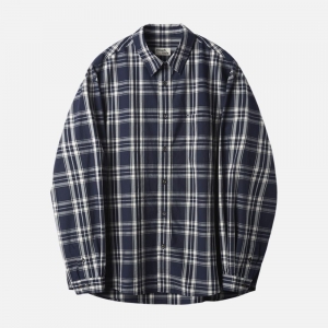 러프사이드 rough side Primary Shirt Navy Check