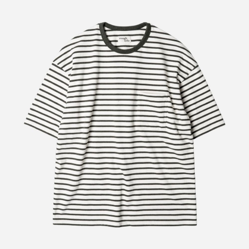 러프사이드 rough side   Stripe Half Sleeve Reverse Olive