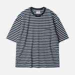 러프사이드 rough side  Stripe Half Sleeve Navy