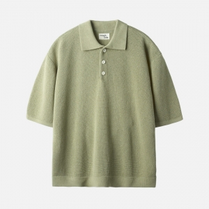 러프사이드 rough side  Collar Half Knit Light Olive