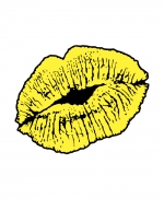 Bpu-26"입술"(노랑) 칼라열스티커(대형)-의류열부착용