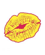 Bpu-27"입술"(노랑-분홍)-칼라열스티커(대형)-의류열부착용