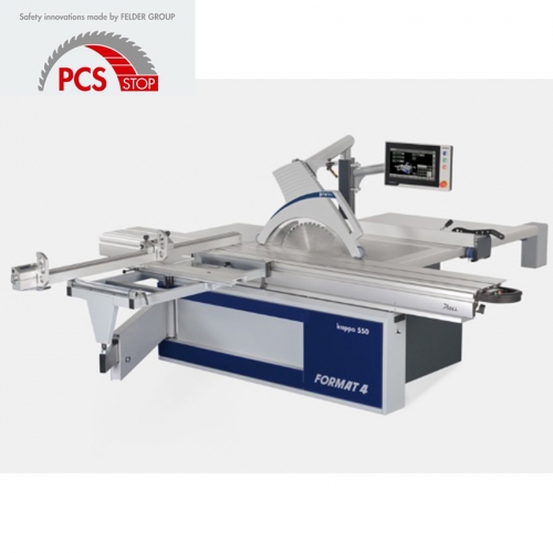 포맷4 세이프티 슬라이딩판넬쏘 (KAPPA550 E-MOTION PCS) (PCS 안전시스템/3상/20마력/550MM톱날장착/스타델타기동/15" 컬러 터치스크린-높이,각도,립펜스 디지털제어/오토매틱 스코어링 유닛/스코어링유닛 표시 라이트/톱날 퀵락 시스템/크로스컷펜스 각도 디지털/디지털 플립스탑 2개/마이터게이지/1250 립펜스/3200 슬라이딩/3200 크로스컷펜스 장착)