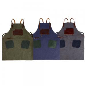 캔버스 앞치마 생활 방수 카페 목공 작업 캠핑 소가죽 끈 앞치마
