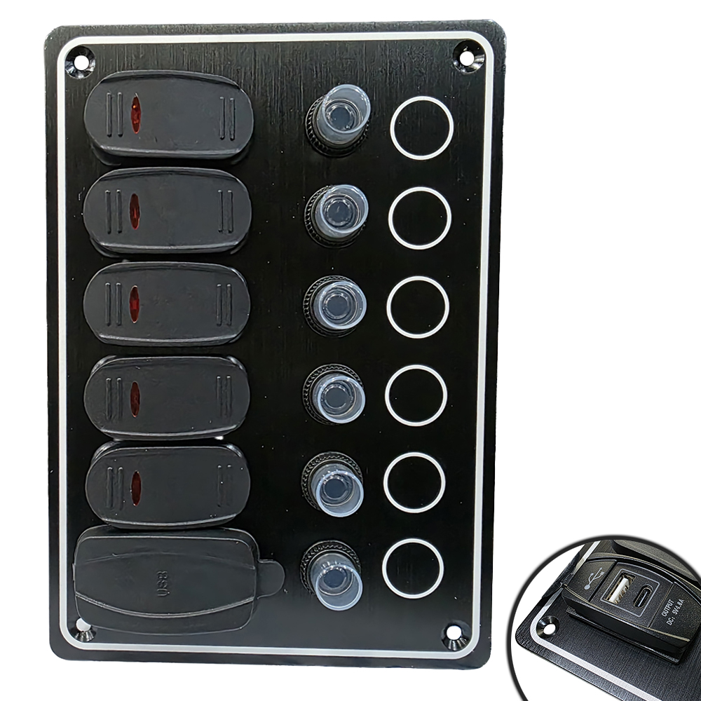 방수 스위치 패널 로커 5회로 USB A C 타입 캠핑카 카라반 보트