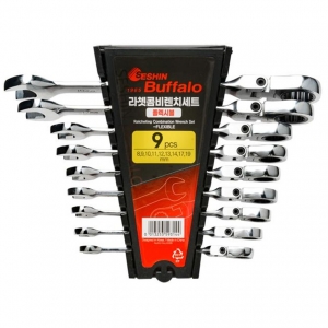 플렉시블 라쳇콤비렌치 세트 자동 깔깔이 스패너 기어 라쳇 렌치 9pcs
