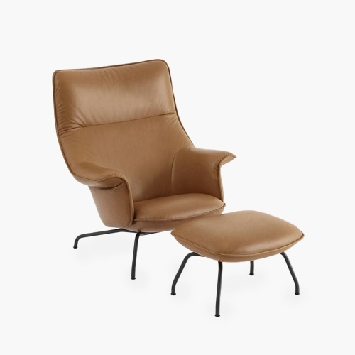 [Muuto] Doze Lounge Chair + Ottoman / Cognac / Leather