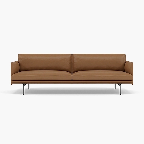 [Muuto] Outline Sofa 3Seater Black Base / Cognac / Leather