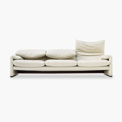 Maralunga 3 Seater Sofa / White Leather