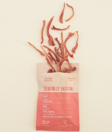 푸디웜 저알러지 기능성 말랑쫄깃 돼지귀 강아지 간식