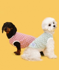 플로트 실내복 도트민소매티셔츠 강아지옷 민트