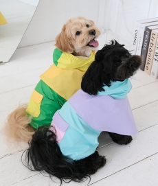 헤이제리 Color Block Poncho Raincoat [Lemon Lime]