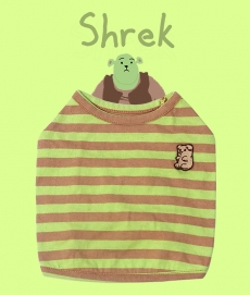 헤이제리 Cartoon Stripe Crop Top [Shrek/GreenBeige]