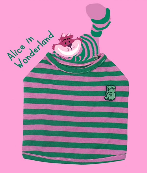 헤이제리 Cartoon Stripe Crop Top [Alice/Pinkgreen]