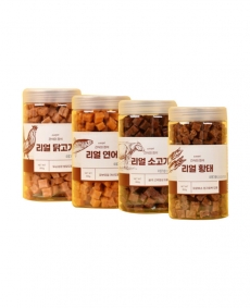 유통기한임박 에버펫 간식의정석 리얼져키 4종 350g (닭고기,연어,소고기,황태) 24년 2월까지