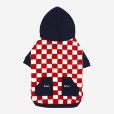 키니키니 CHECKERBOARD HOODIE ZIPUP-RED(후드집업)