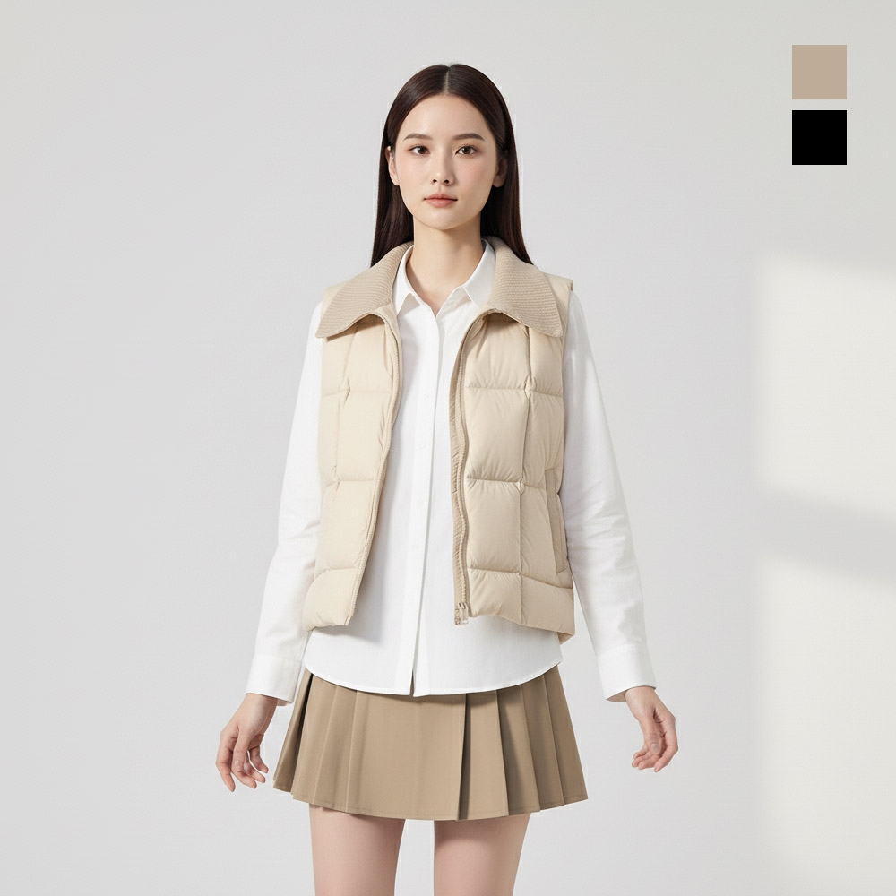 애플라인드 여성 니트 카라 경량 패딩 베스트 ANW-W0PVT01 BE