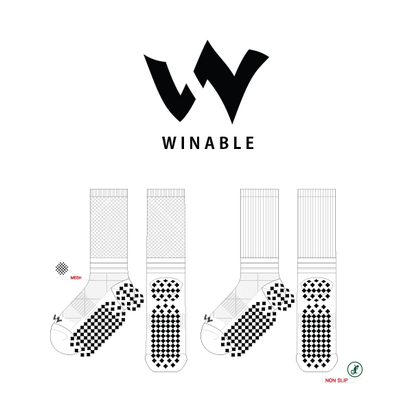 윈어블_WINABLE 의 남 여 스포츠 논슬립 장목양말 제작사례.