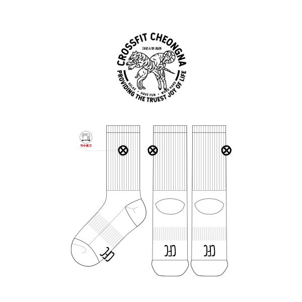 크로스핏 청라_CROSSFIT CHEONGNA 의 남, 여 공용 스포츠 자수 중목양말 제작사례.