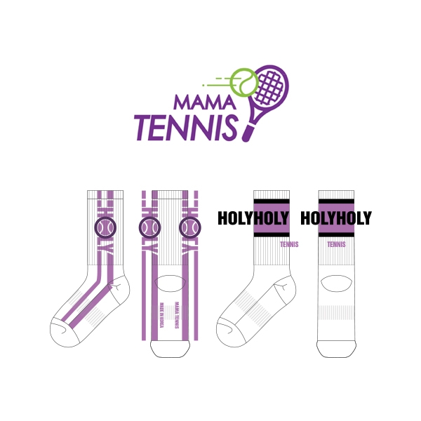 마마테니스_MAMA TENNIS 의 남, 여 공용 스포츠 장목양말 제작사례.