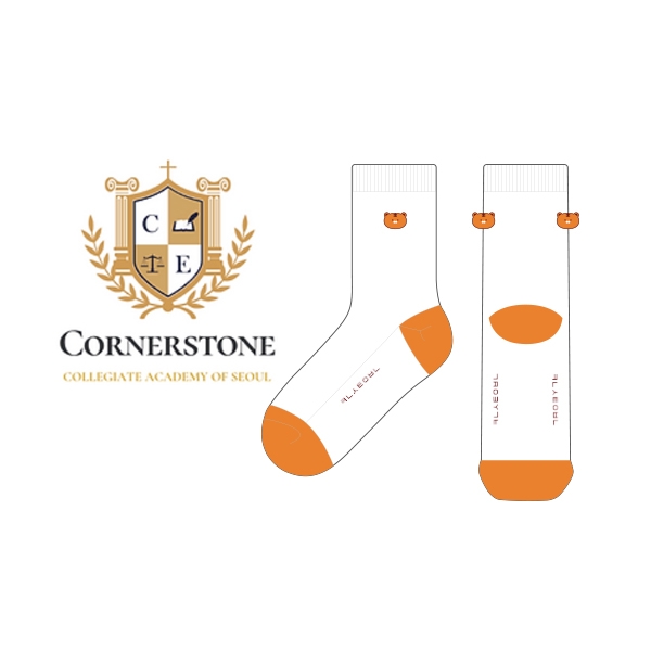 코너스톤 서울 아카데미_cornerstone collegiate academy of seoul의 남, 녀 공용 패션 자수 중목양말 제작사례