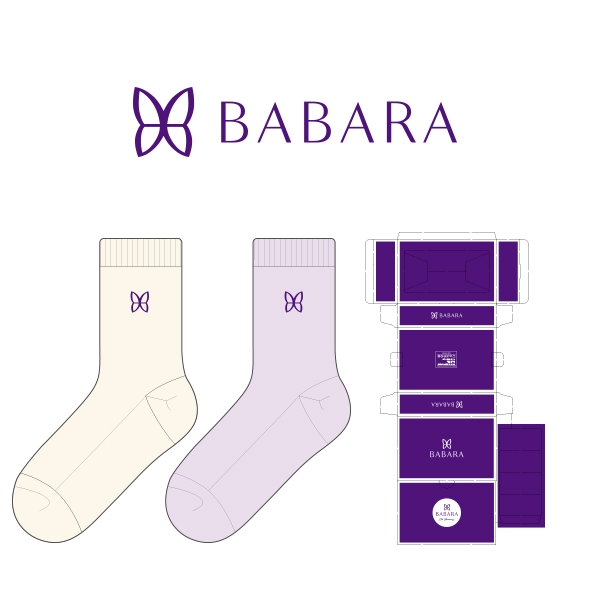 바바라_BABARA의 여자 패션 자수 중목양말 선물세트 제작사례