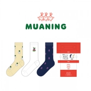 피크베리머치_MUANING의 남, 녀 공용 패션 장목양말 선물세트 제작사례