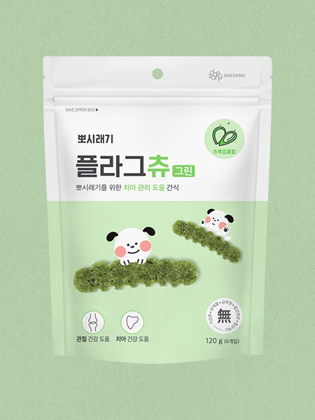 뽀시래기 치석제거 껌 플라그츄 그린 6개입 (관절 건강)