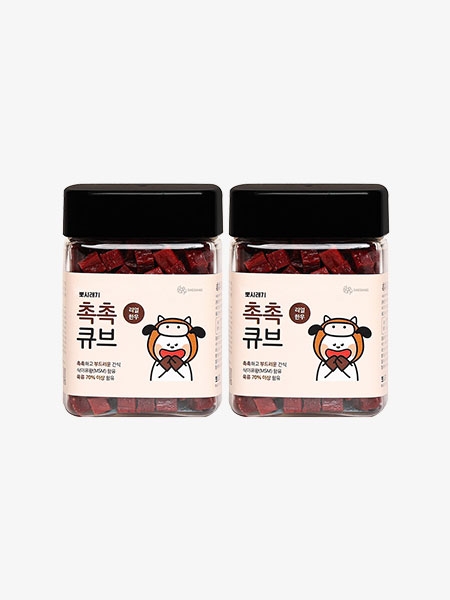 (2개세트) 뽀시래기 촉촉큐브 국내산 한우 180g 2개입